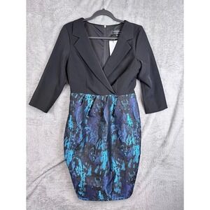 Paper Dolls by Little Mistress Dress Womens 6 US Black Blue Blazer Sheath NWT
